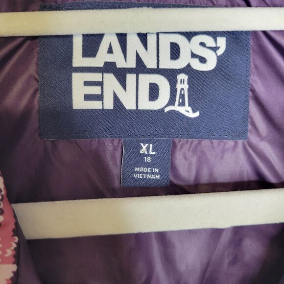 Lands' End Women's XL Down Puffer Vest Animals Purple Burgundy - Picture 4 of 5